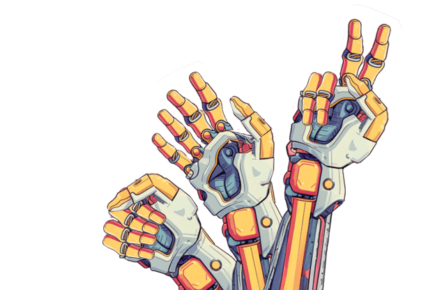 Three Robot Hands